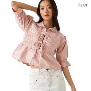 Seventy + Mochi Heidi Blouse Romantic Pink Dawn Pink Quilted